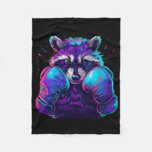 Boxing Raccoon With Boxing Gloves Kickboxing Funny Fleece Blanket