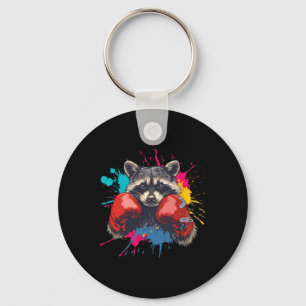 Boxing Raccoon With Boxing Gloves Kickboxing Funny Key Ring