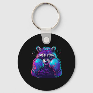 Boxing Raccoon With Boxing Gloves Kickboxing Funny Key Ring