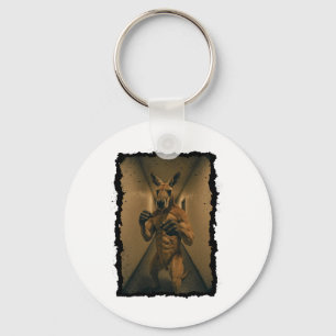 Boxing Retro Kangaroo Standing In The Hallway Fun  Key Ring