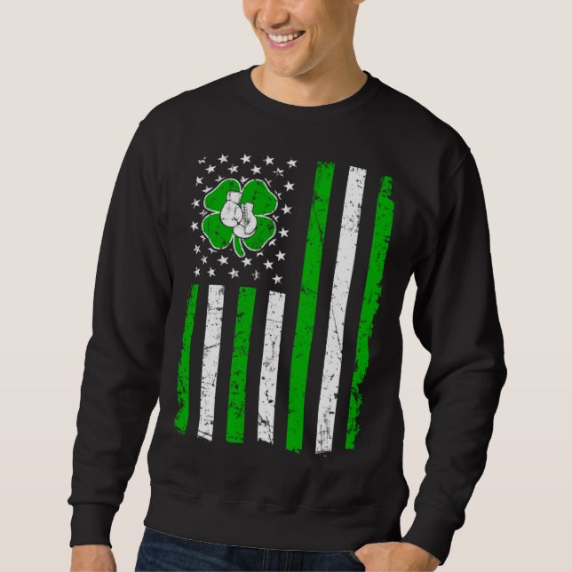 Boxing Retro St Patricks Day Irish Sport American  Sweatshirt (Front)