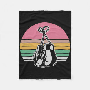 Boxing Retro Style Gloves Vintage Sunset Fleece Blanket