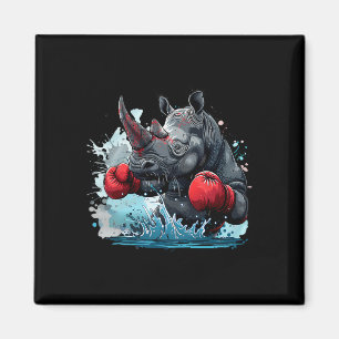 Boxing Rhino Boxing Gloves Kickboxing Funny Boxer Magnet