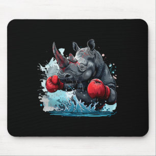 Boxing Rhino Boxing Gloves Kickboxing Funny Boxer Mouse Pad