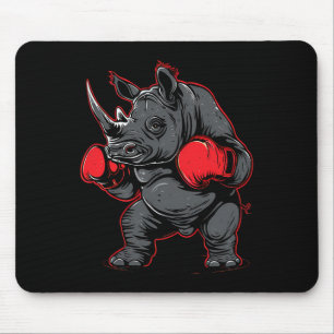 Boxing Rhino With Boxing Gloves Kickboxing Funny B Mouse Pad