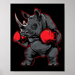 Boxing Rhino With Boxing Gloves Kickboxing Funny B Poster