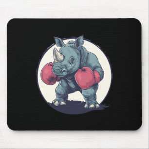 Boxing Rhino With Red Boxing Gloves Mouse Pad