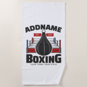 Boxing Ring ADD NAME Boxer Gym Speed Bag Beach Towel
