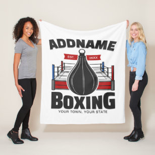 Boxing Ring ADD NAME Boxer Gym Speed Bag Fleece Blanket