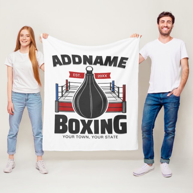 Boxing Ring ADD NAME Boxer Gym Speed Bag Fleece Blanket (In Situ)