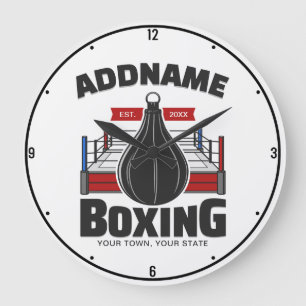 Boxing Ring ADD NAME Boxer Gym Speed Bag Large Clock