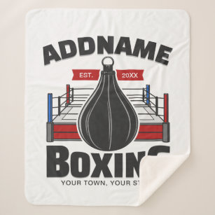 Boxing Ring ADD NAME Boxer Gym Speed Bag Sherpa Blanket