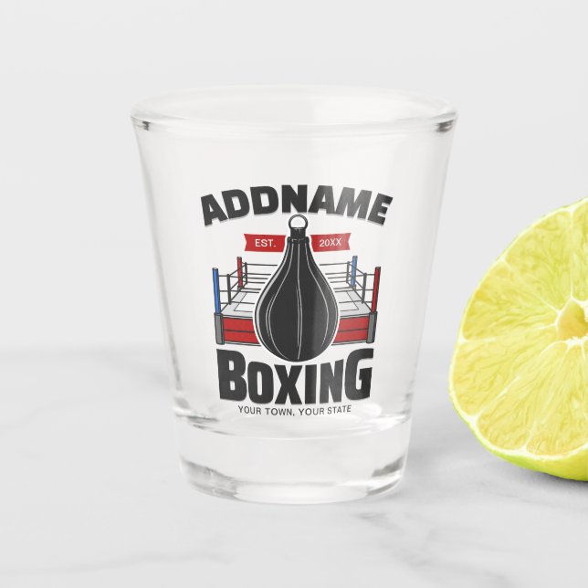 Boxing Ring ADD NAME Boxer Gym Speed Bag Shot Glass (Front)
