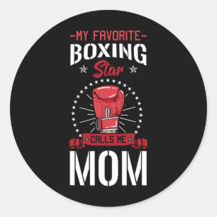 Boxing Ring Boxer Gloves Mum Coach Mother's Day Classic Round Sticker