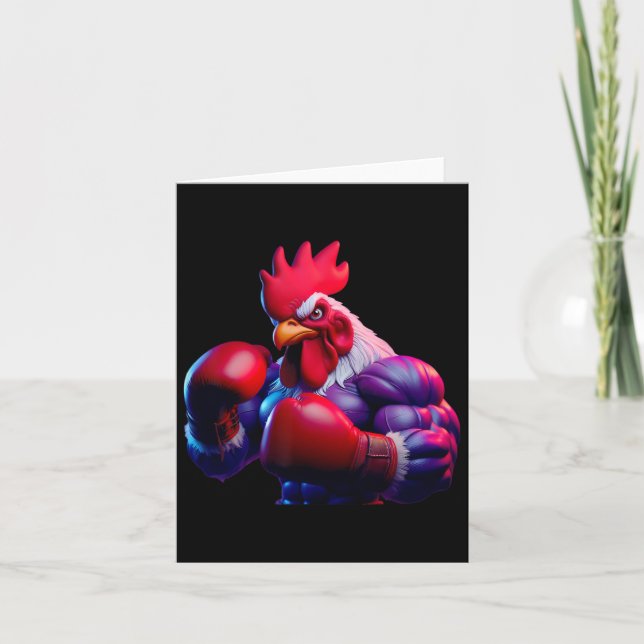 Boxing Rooster Boxer Kickboxer Mma Fighter Combat  Card (Front)