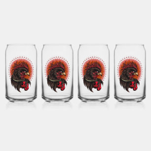 Boxing Rooster Can Glass