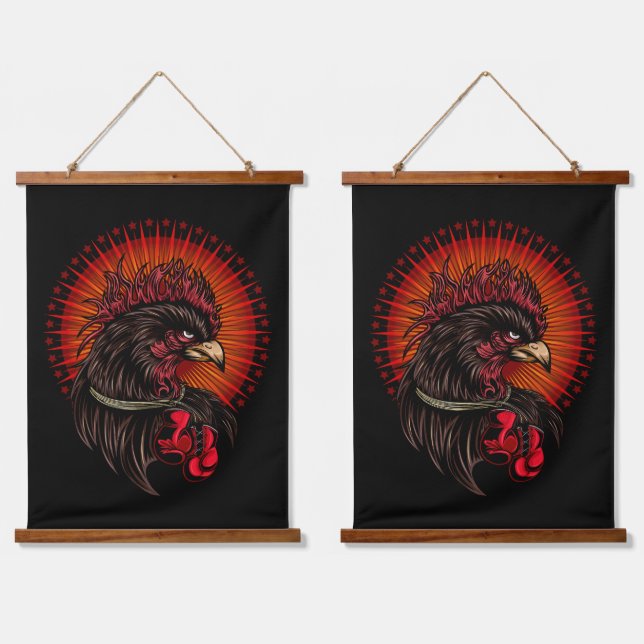 Boxing Rooster Hanging Tapestry (Double)