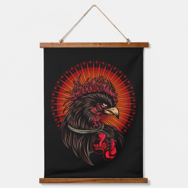 Boxing Rooster Hanging Tapestry (Front)