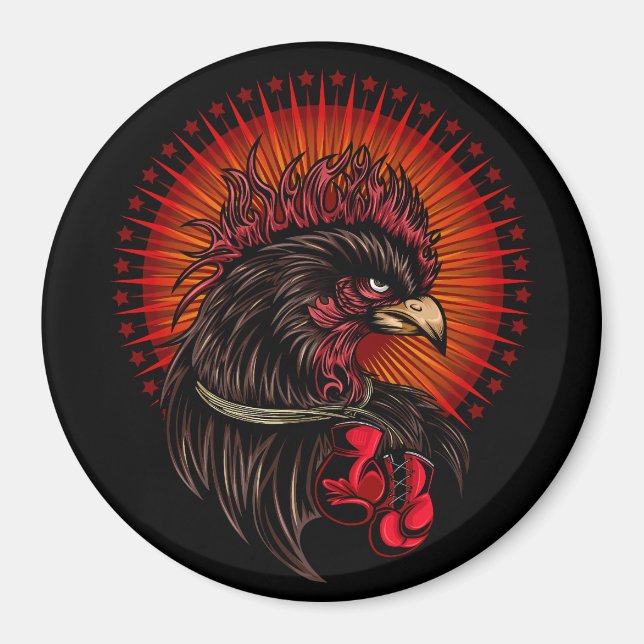 Boxing Rooster Magnet (Front)