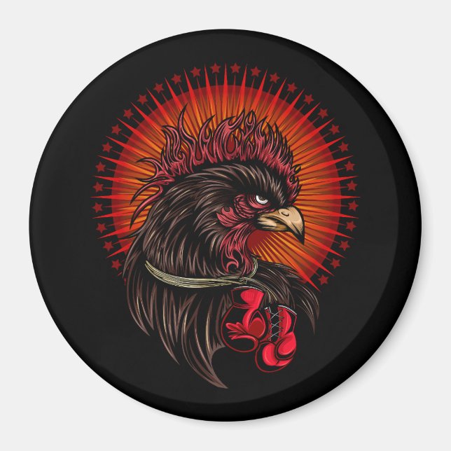 Boxing Rooster Magnet (Front)