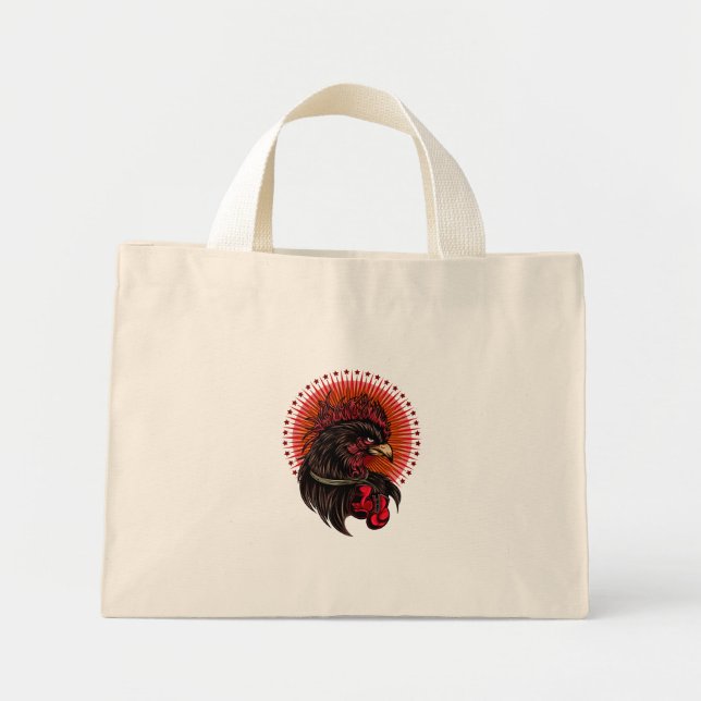 Boxing Rooster Mini Tote Bag (Front)