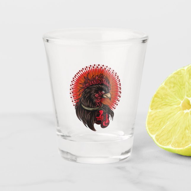 Boxing Rooster Shot Glass (Front)