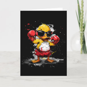 Boxing Rubber Duck Boxing Gloves Kickboxing Funny Card
