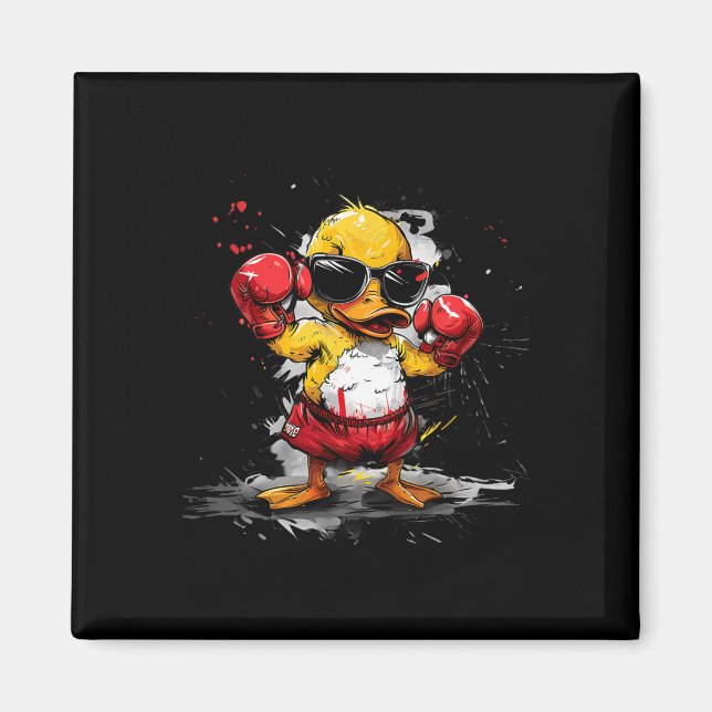Boxing Rubber Duck Boxing Gloves Kickboxing Funny  Magnet (Front)