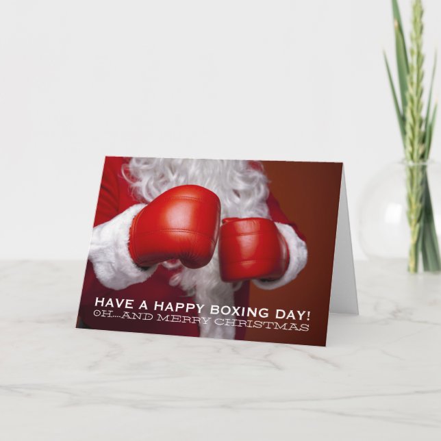 Boxing Santa, Christmas Greeting Card (Front)