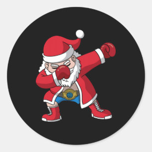 Boxing Santa Claus Boxer Boxing Christmas Men Boys Classic Round Sticker