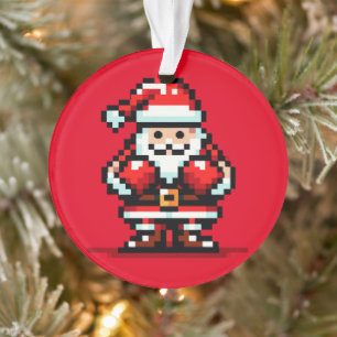Boxing Santa - Retro Pixel Christmas Fight Design Ornament