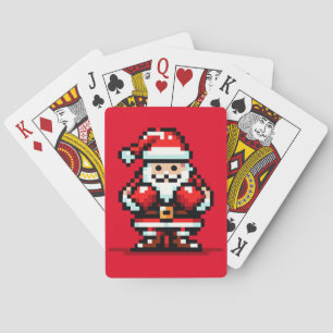 Boxing Santa - Retro Pixel Christmas Fight Design Playing Cards