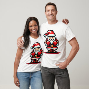 Boxing Santa - Retro Pixel Christmas Fight Design T-Shirt