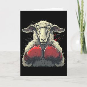 Boxing Sheep Lamb Boxing Gloves Kickboxing Funny B Card