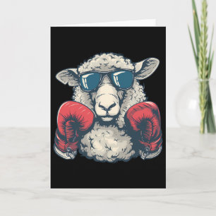 Boxing Sheep Lamb Boxing Gloves Kickboxing Funny B Card