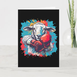 Boxing Sheep Lamb Boxing Gloves Kickboxing Funny B Card