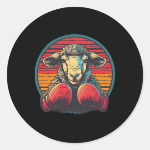 Boxing Sheep Lamb Boxing Gloves Kickboxing Funny B Classic Round Sticker