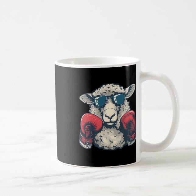Boxing Sheep Lamb Boxing Gloves Kickboxing Funny B Coffee Mug (Right)