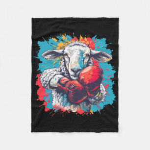 Boxing Sheep Lamb Boxing Gloves Kickboxing Funny B Fleece Blanket