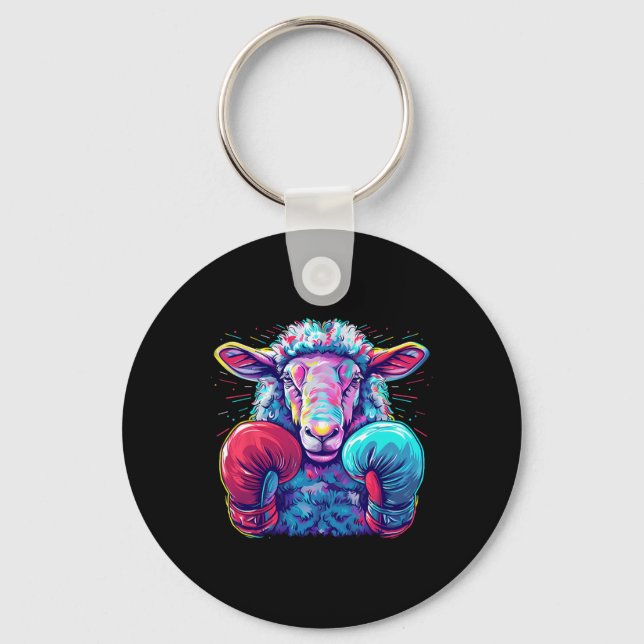 Boxing Sheep Lamb Boxing Gloves Kickboxing Funny B Key Ring (Front)