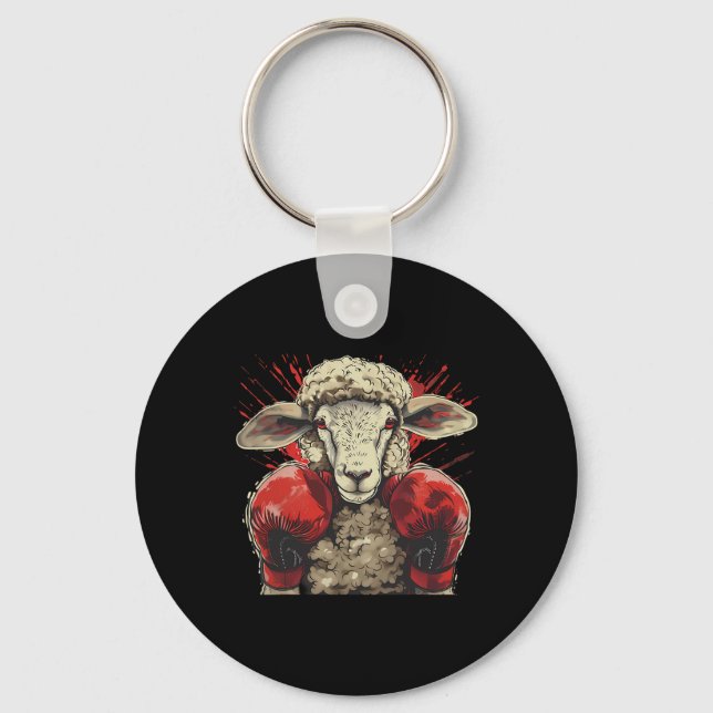 Boxing Sheep Lamb Boxing Gloves Kickboxing Funny B Key Ring (Front)