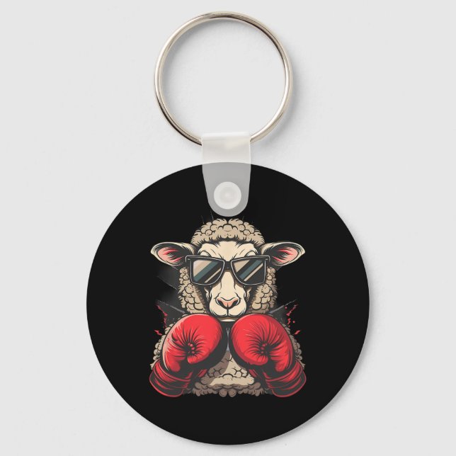 Boxing Sheep Lamb Boxing Gloves Kickboxing Funny B Key Ring (Front)