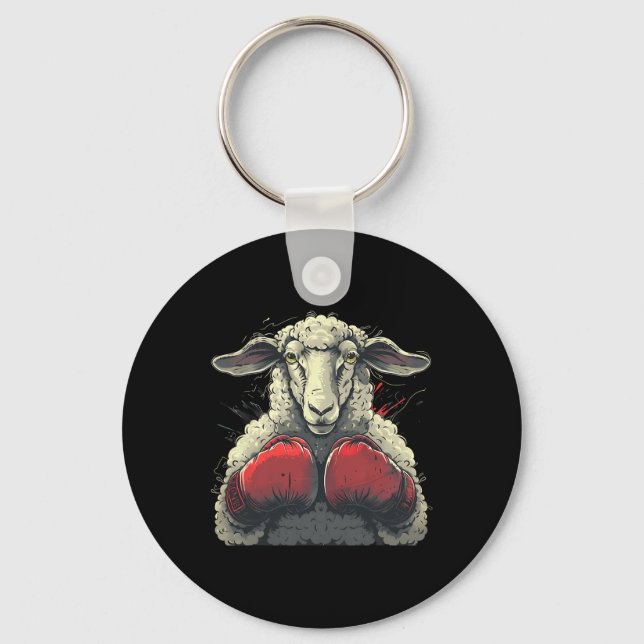 Boxing Sheep Lamb Boxing Gloves Kickboxing Funny B Key Ring (Front)