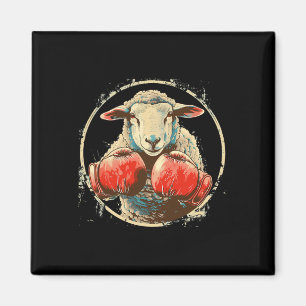 Boxing Sheep Lamb Boxing Gloves Kickboxing Funny B Magnet