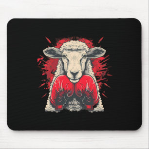 Boxing Sheep Lamb Boxing Gloves Kickboxing Funny B Mouse Pad