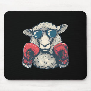 Boxing Sheep Lamb Boxing Gloves Kickboxing Funny B Mouse Pad