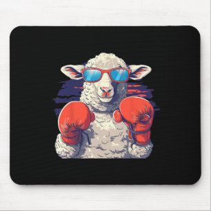 Boxing Sheep Lamb Boxing Gloves Kickboxing Funny B Mouse Pad