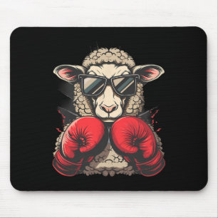 Boxing Sheep Lamb Boxing Gloves Kickboxing Funny B Mouse Pad
