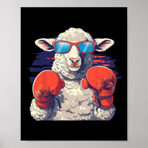 Boxing Sheep Lamb Boxing Gloves Kickboxing Funny B Poster