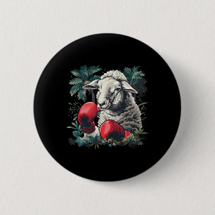 Boxing Sheep With Boxing Gloves Kickboxing Funny B 6 Cm Round Badge